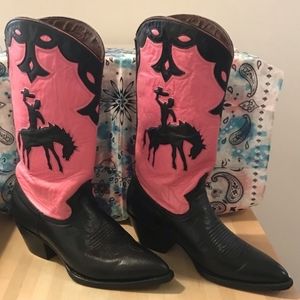 Montana Rare Cowboy Pink Black Boots 9